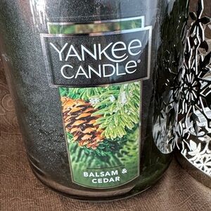 Yankee Balsam & Cedar Candle with Metallic Snowflake Holder